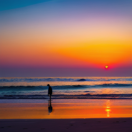 A peaceful beach at sunset