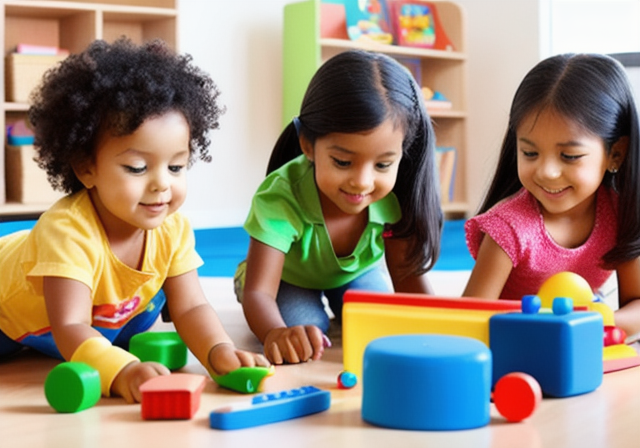 Group of children playing with educational toys