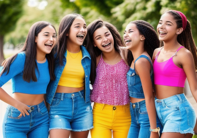 Grupo de adolescentes femininas se divertindo juntas
