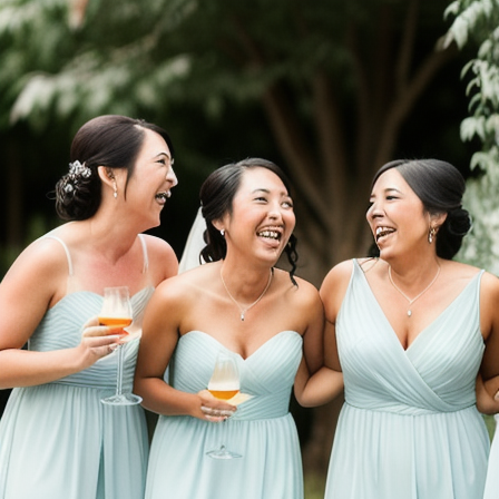Bridesmaids celebrating at a wedding reception