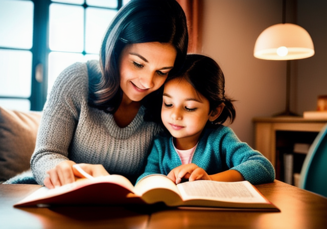 Mother reading a book to her child