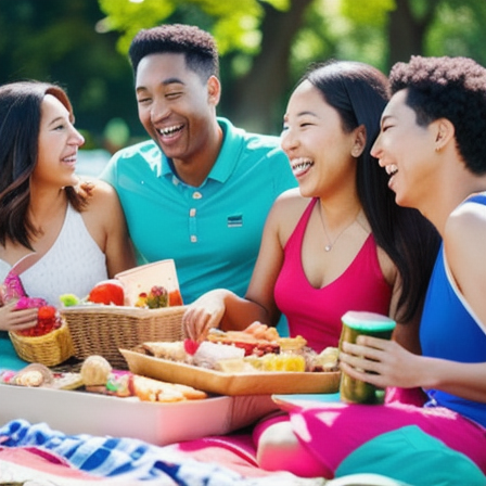 Group of friends enjoying a picnic
