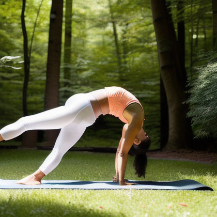 Pessoa fazendo poses de yoga em um ambiente natural sereno