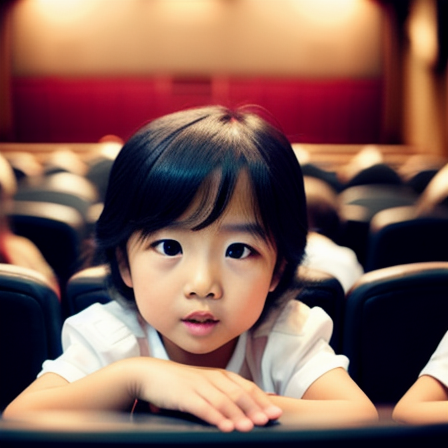 Criança assistindo a um espetáculo de teatro