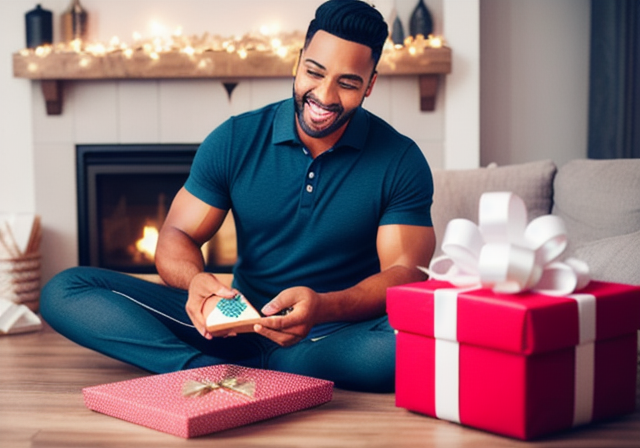 Man opening a gift