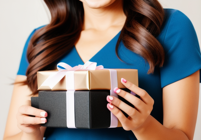 A person holding a gift box with a big smile on their face