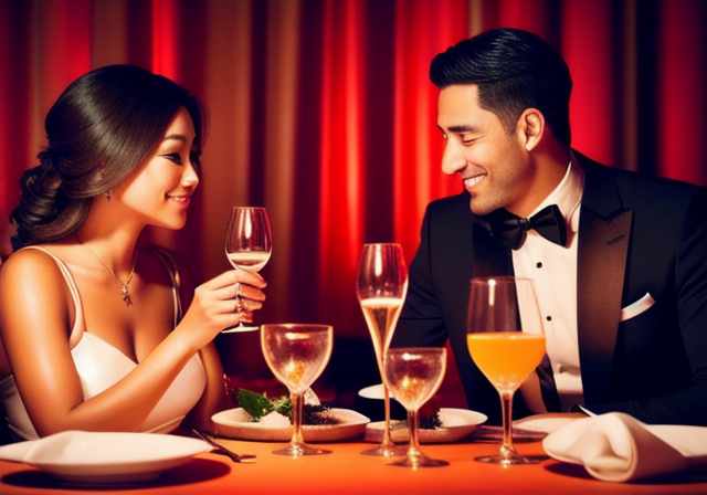Casal desfrutando de um jantar romântico